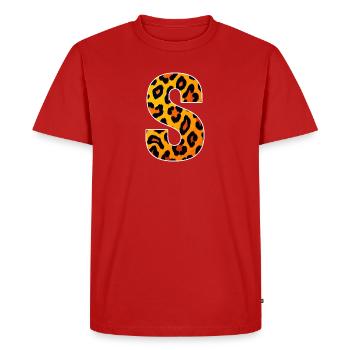 Lettre S à imprimé léopard - T-shirt Premium bio Homme - rouge - Devant - Nico (187cm)