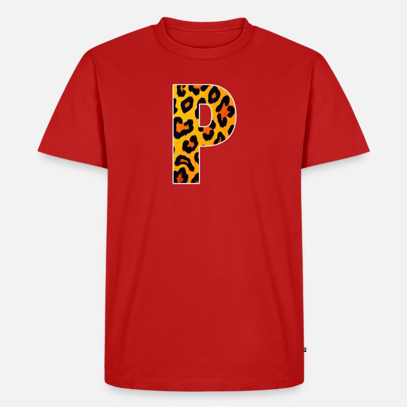 Leopard_Buchstabenmuster_-_P - Männer Premium Bio T-Shirt - Rot
