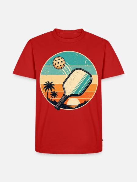 Retro Strand Paddel Sticker - Männer Premium Bio T-Shirt - Rot