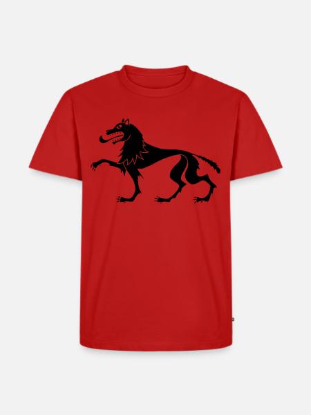 Mittelalterlicher Schwarzer Wolf - Männer Premium Bio T-Shirt - Rot