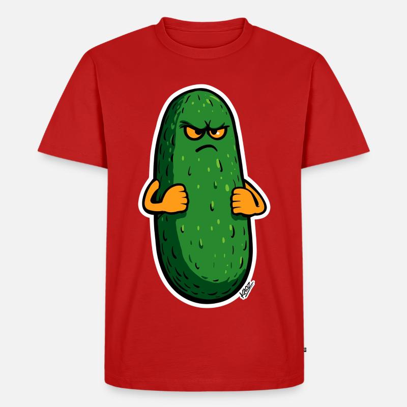 Grumpy Pickle Maskottchen - Männer Premium Bio T-Shirt - Rot