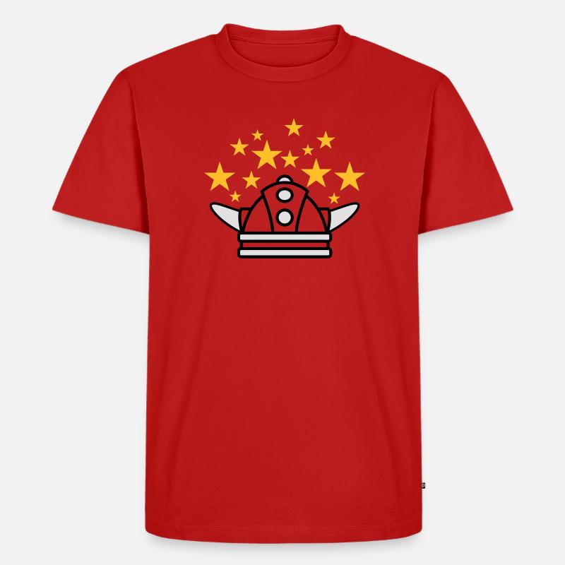 Wikinger Helm Idee - Männer Premium Bio T-Shirt - Rot