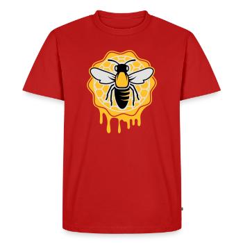 une abeille et nid d'abeille - T-shirt Premium bio Homme - rouge - Devant - Nico (187cm)