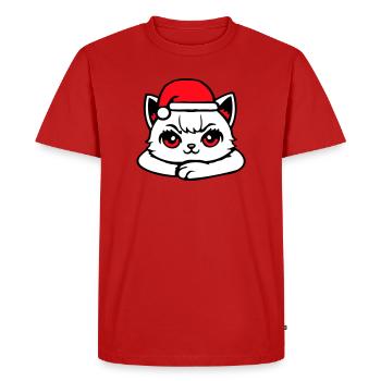 Chat Confiant Père Noël Chapeau Chaton Mignon - T-shirt Premium bio Homme - rouge - Devant - Nico (187cm)