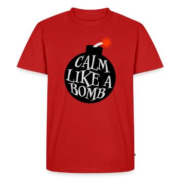 Calme comme une bombe Paradoxe Ironie Humour Blague explosive - T-shirt Premium bio Homme - rouge - Devant - Nico (187cm)