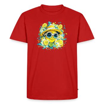 Sourire agrume avec chapeau et lunettes - T-shirt Premium bio Homme - rouge - Devant - Nico (187cm)