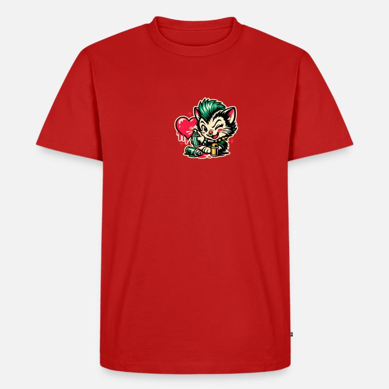 Kätzchen Graffiti mit Herz - Männer Premium Bio T-Shirt - Rot
