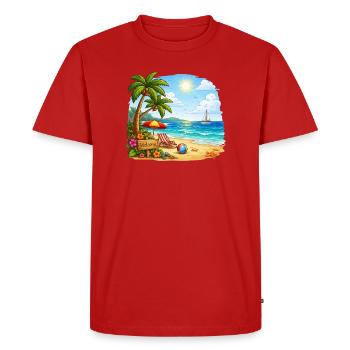 Bienvenue sur la plage tropicale - T-shirt Premium bio Homme - rouge - Devant - Nico (187cm)