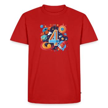 Monde de fusées du 4e anniversaire de l’espace - T-shirt Premium bio Homme - rouge - Devant - Nico (187cm)