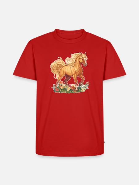 Hest - Herre Premium økologisk T-shirt - rød