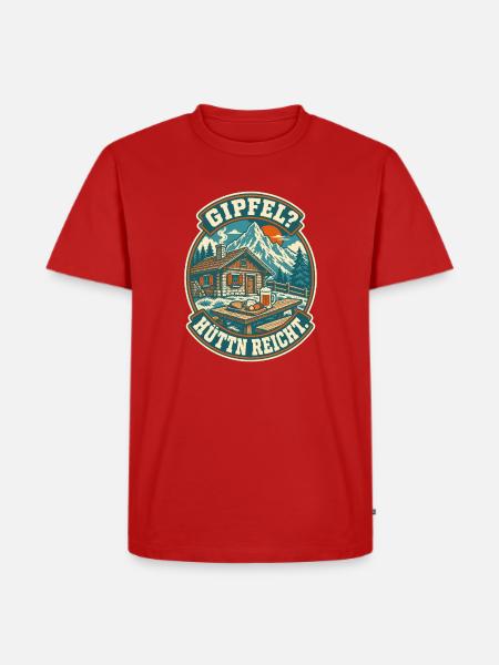 Gipfel Hüttn reicht Berghütte - Männer Premium Bio T-Shirt - Rot