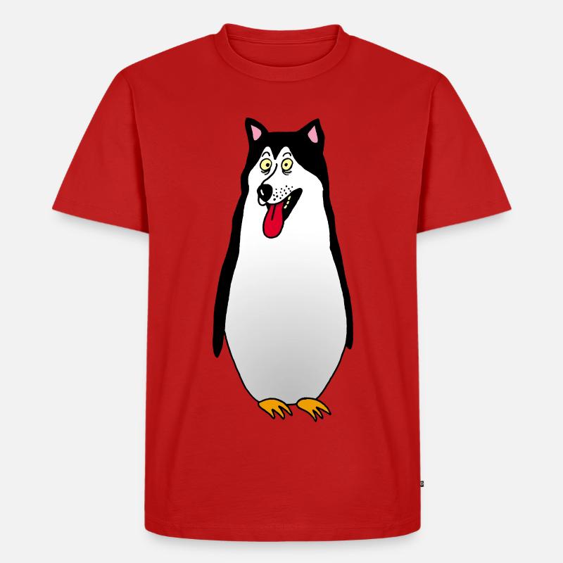 Hund oder Pinguin? - Männer Premium Bio T-Shirt - Rot