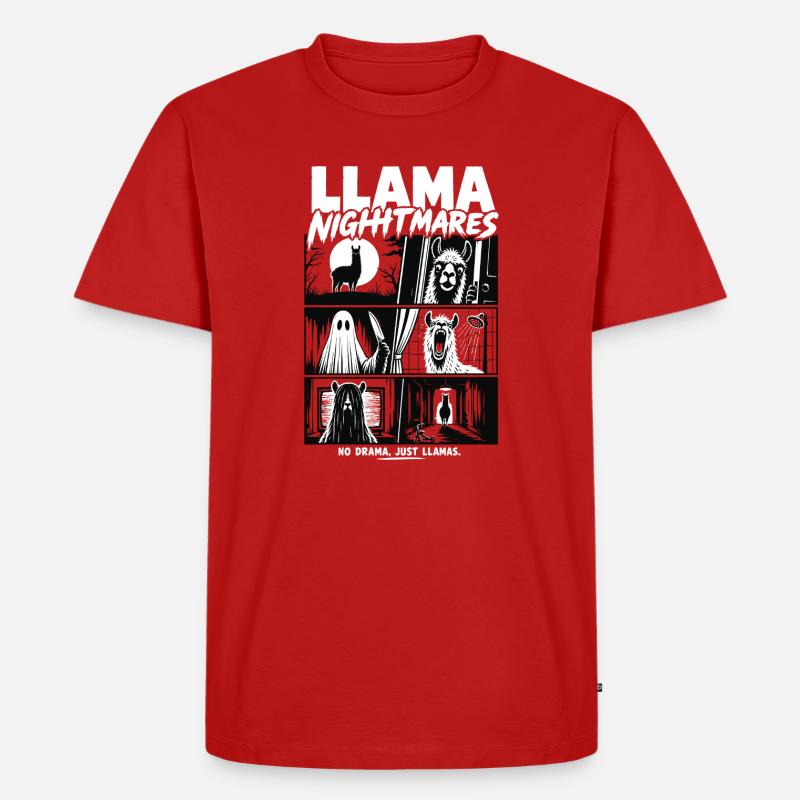 Llama Nightmares Horror Comic - Männer Premium Bio T-Shirt - Rot