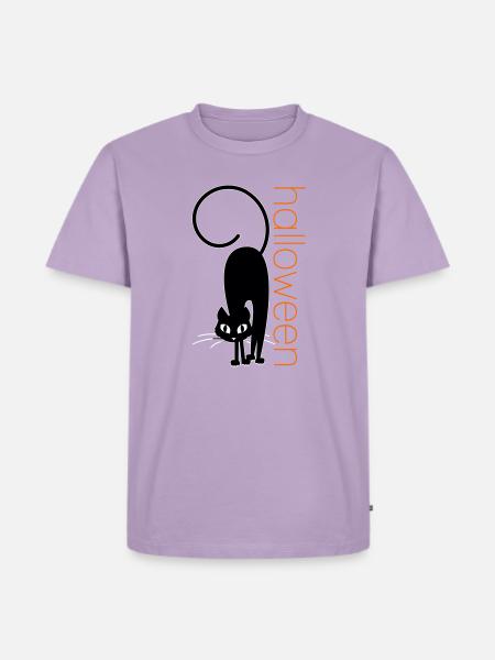 Halloween-Katze - Männer Premium Bio T-Shirt - Lavendel