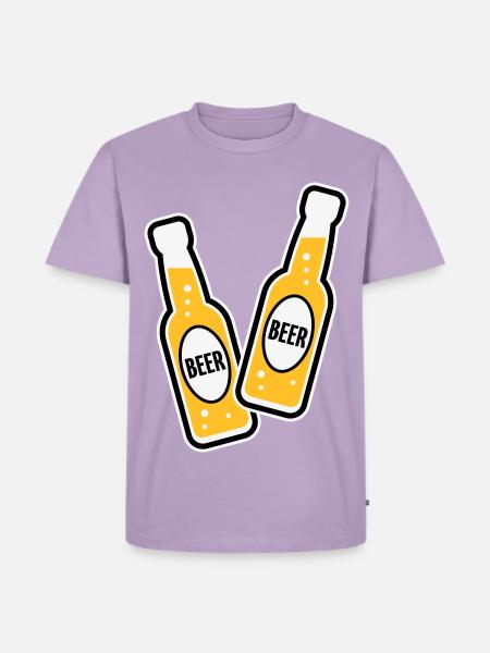 2 Bierflaschen (Bier / POS 3C) - Männer Premium Bio T-Shirt - Lavendel