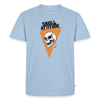Rebel Skull with Triangle Cigarette - Men's Premium Organic T-Shirt - light blue - Front - Nico (187cm)