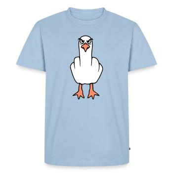 Mouette majeur insulte doigt puant vilain - T-shirt Premium bio Homme - bleu clair - Devant - Nico (187cm)