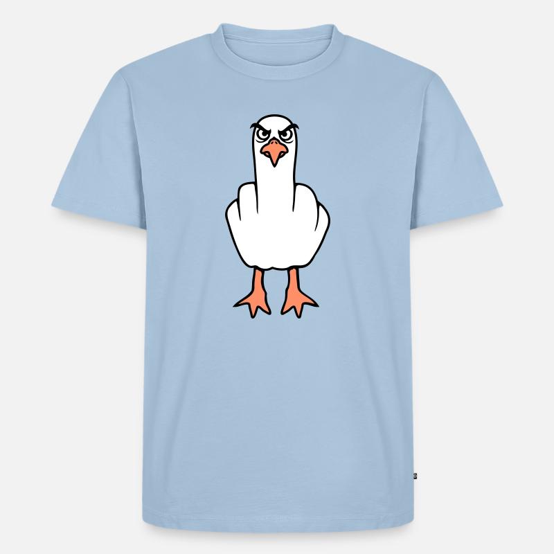 Möwe Mittelfinger Beleidigung Stinkefinger frech - Männer Premium Bio T-Shirt - Hellblau