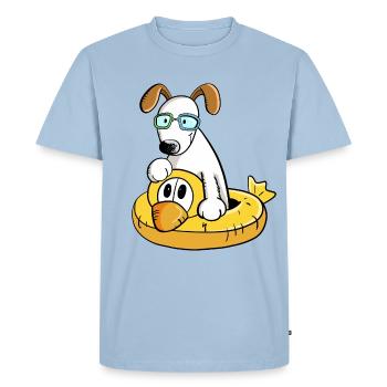 Dog On Vacation With Swimming Rip - Men's Premium Organic T-Shirt - light blue - Front - Nico (187cm)