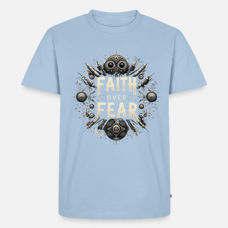 Glaube über Angst Steampunk - Männer Premium Bio T-Shirt - Hellblau