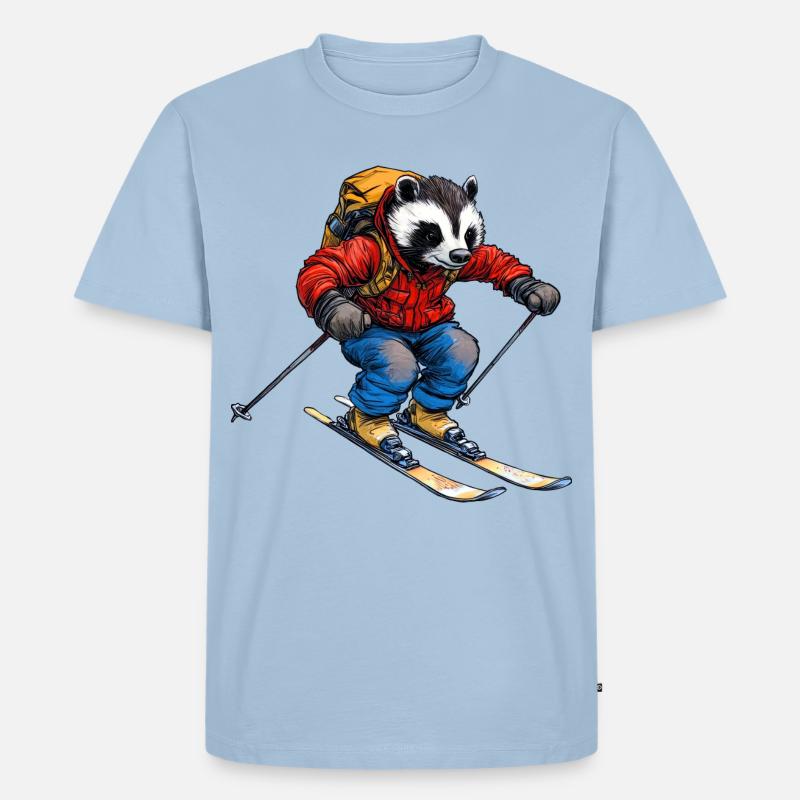 Skifahrer Dachs - Männer Premium Bio T-Shirt - Hellblau