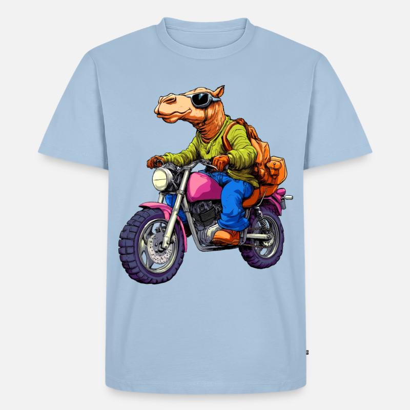 Kamel Motorrad - Männer Premium Bio T-Shirt - Hellblau