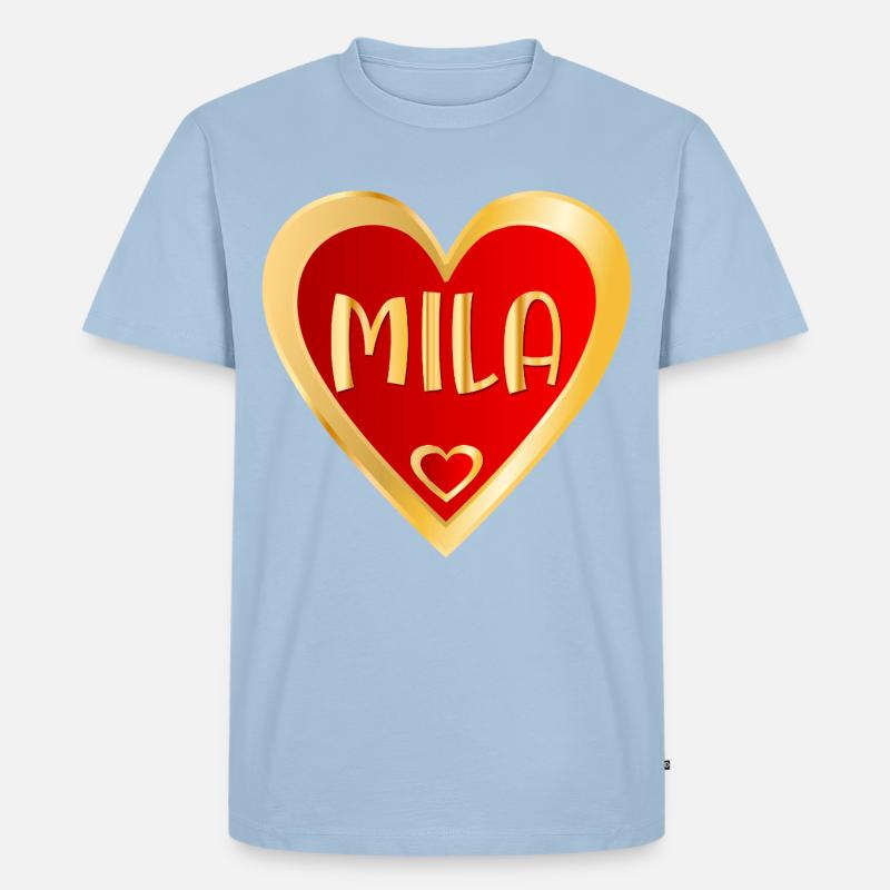 MÄDCHENNAME MILA HEART - Männer Premium Bio T-Shirt - Hellblau