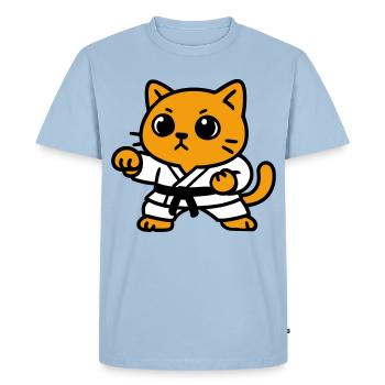 Combattant chat en costume de karaté - T-shirt Premium bio Homme - bleu clair - Devant - Nico (187cm)