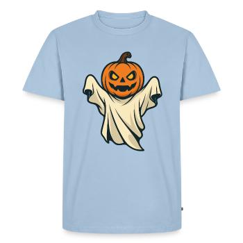 Halloween Pumpkin Ghost Spooky Design - Men's Premium Organic T-Shirt - light blue - Front - Nico (187cm)