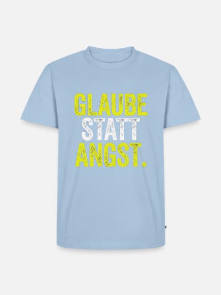 Glaube statt Angst – Markus 5,36 - Männer Premium Bio T-Shirt - Hellblau