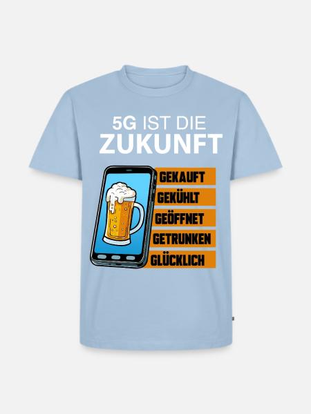 5G Zukunft Bierstatus - Männer Premium Bio T-Shirt - Hellblau