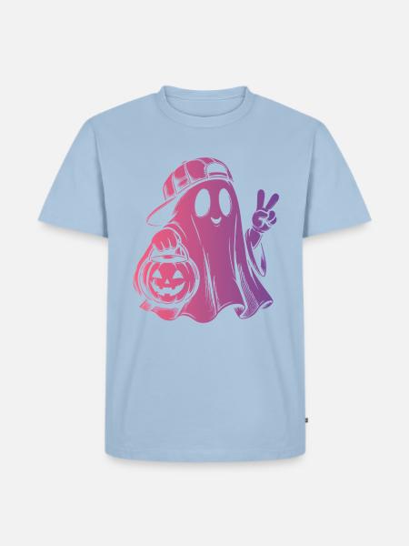 Halloween Geist Gespenst - Männer Premium Bio T-Shirt - Hellblau