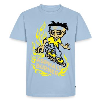 Asphalt burner - Men's Premium Organic T-Shirt - light blue - Front - Nico (187cm)