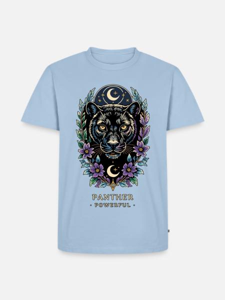 MÄCHTIGE TOTEMKATZE - Männer Premium Bio T-Shirt - Hellblau