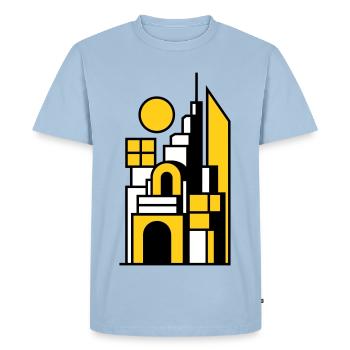 Abstract Cityscape in Yellow Black - Men's Premium Organic T-Shirt - light blue - Front - Nico (187cm)