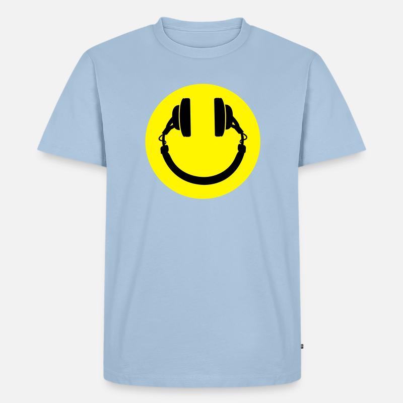 Kopfhörer smiley - Männer Premium Bio T-Shirt - Hellblau