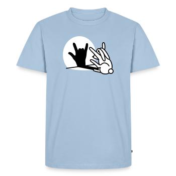 Lapin ombre main ROCK musique HARD ROCK fan - T-shirt Premium bio Homme - bleu clair - Devant - Nico (187cm)