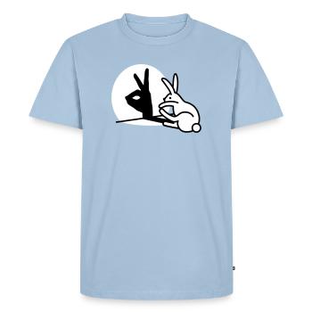 Drôle lapin main ombre projection lapin - T-shirt Premium bio Homme - bleu clair - Devant - Nico (187cm)