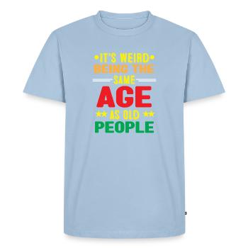 Humorous Age Comparison Graphic T-Shirt - Men's Premium Organic T-Shirt - light blue - Front - Nico (187cm)