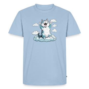 Chat qui se réveille, humour de chat ! - T-shirt Premium bio Homme - bleu clair - Devant - Nico (187cm)