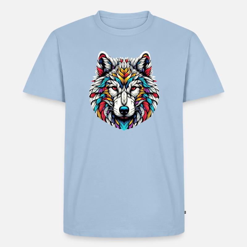 Wolf - Männer Premium Bio T-Shirt - Hellblau