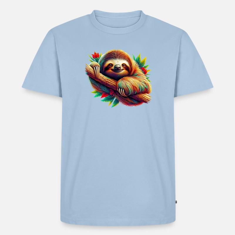 Faultier - Männer Premium Bio T-Shirt - Hellblau