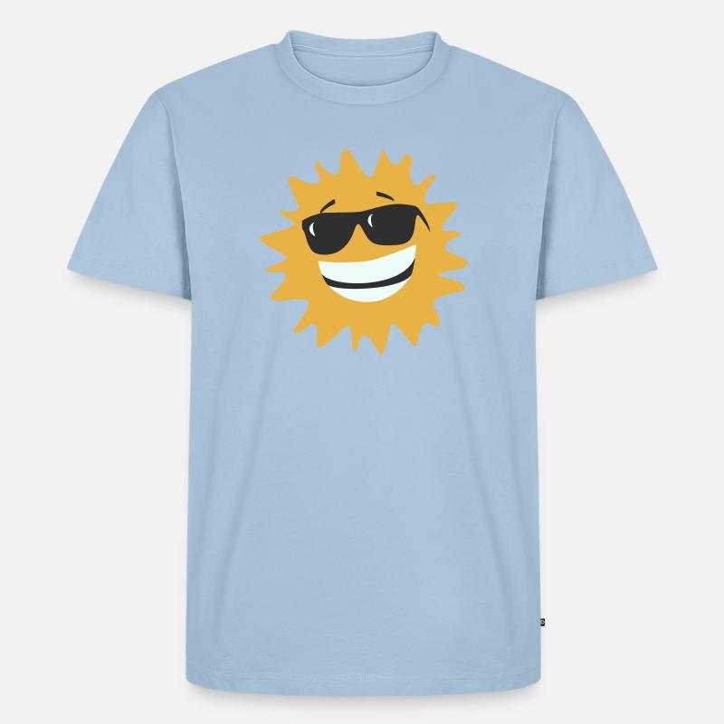 Sunburst lächelt mit Sonnenbrille - Männer Premium Bio T-Shirt - Hellblau