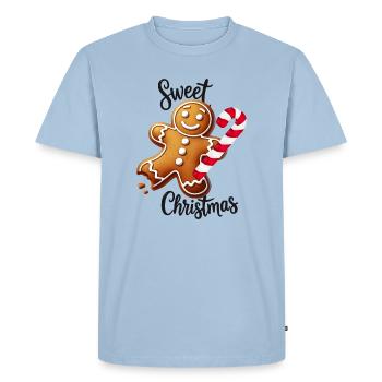 Joyeux bonhomme en pain d’épice avec canne à sucre - T-shirt Premium bio Homme - bleu clair - Devant - Nico (187cm)