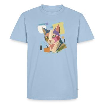 Chat abstrait dans le design moderne de bloc de couleur - T-shirt Premium bio Homme - bleu clair - Devant - Nico (187cm)