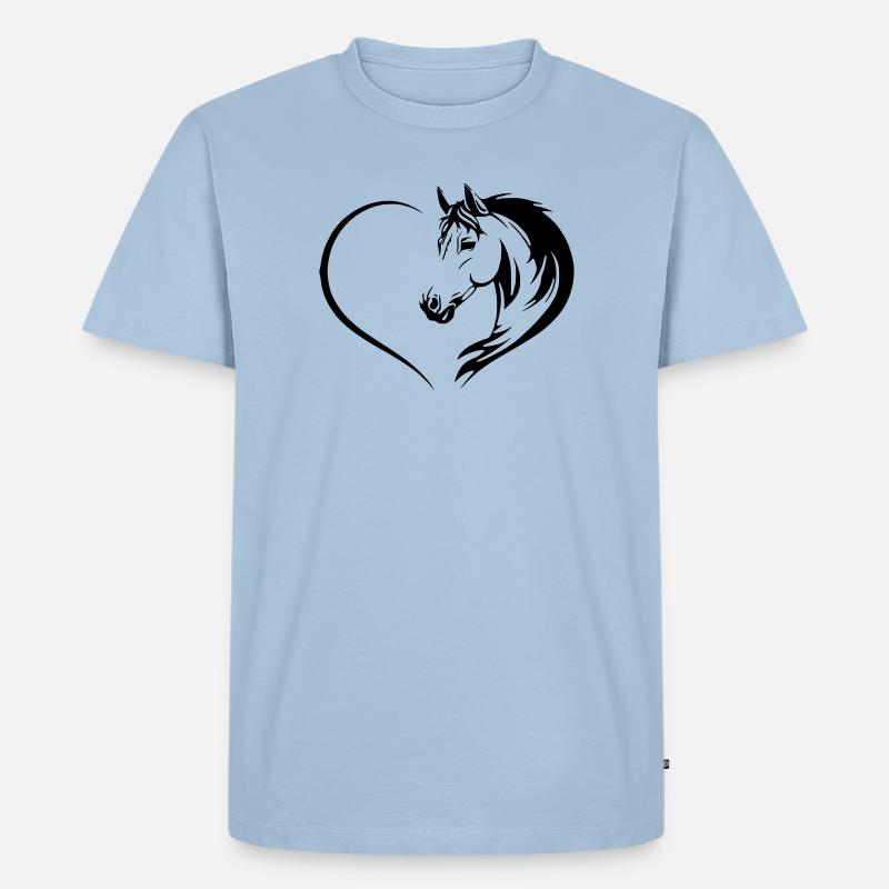 Pferdeherz - Männer Premium Bio T-Shirt - Hellblau