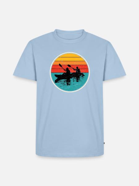 Sunset Kayak Duo Circle - Men's Premium Organic T-Shirt - light blue