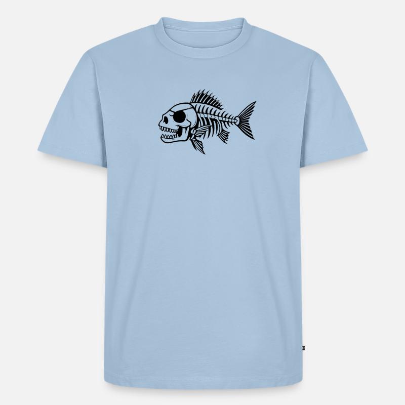 Fischskelett Silhouette - Männer Premium Bio T-Shirt - Hellblau