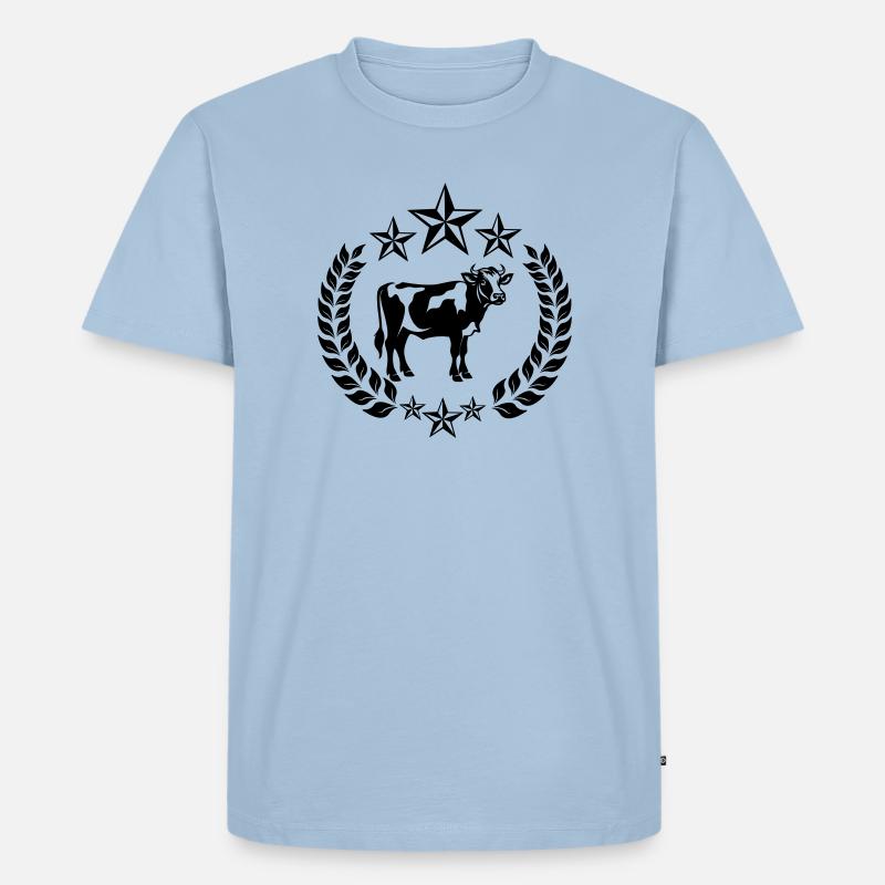 Kuh im Lorbeerkranz mit Sternen - Männer Premium Bio T-Shirt - Hellblau