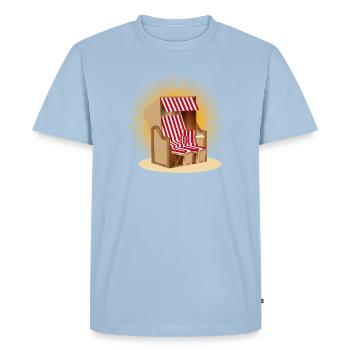 Motif nostalgique de la chaise de plage en rouge et blanc - T-shirt Premium bio Homme - bleu clair - Devant - Nico (187cm)